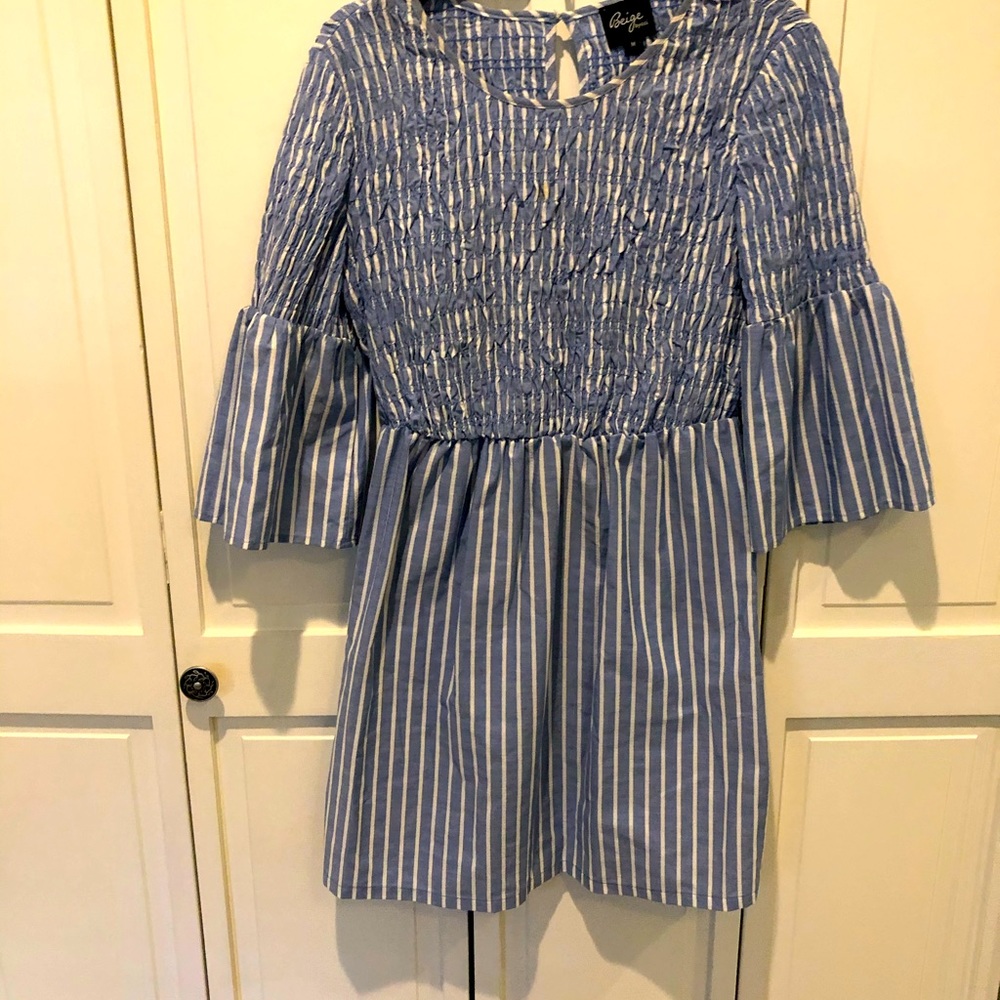 Baby blue & white striped dress